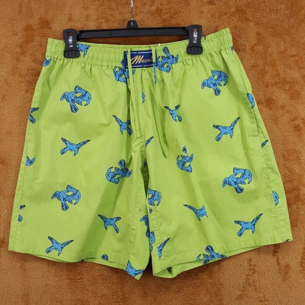 MARNI Shorts Mens Size 52 Green Drawstring Bird Raven Luxury Designer $675